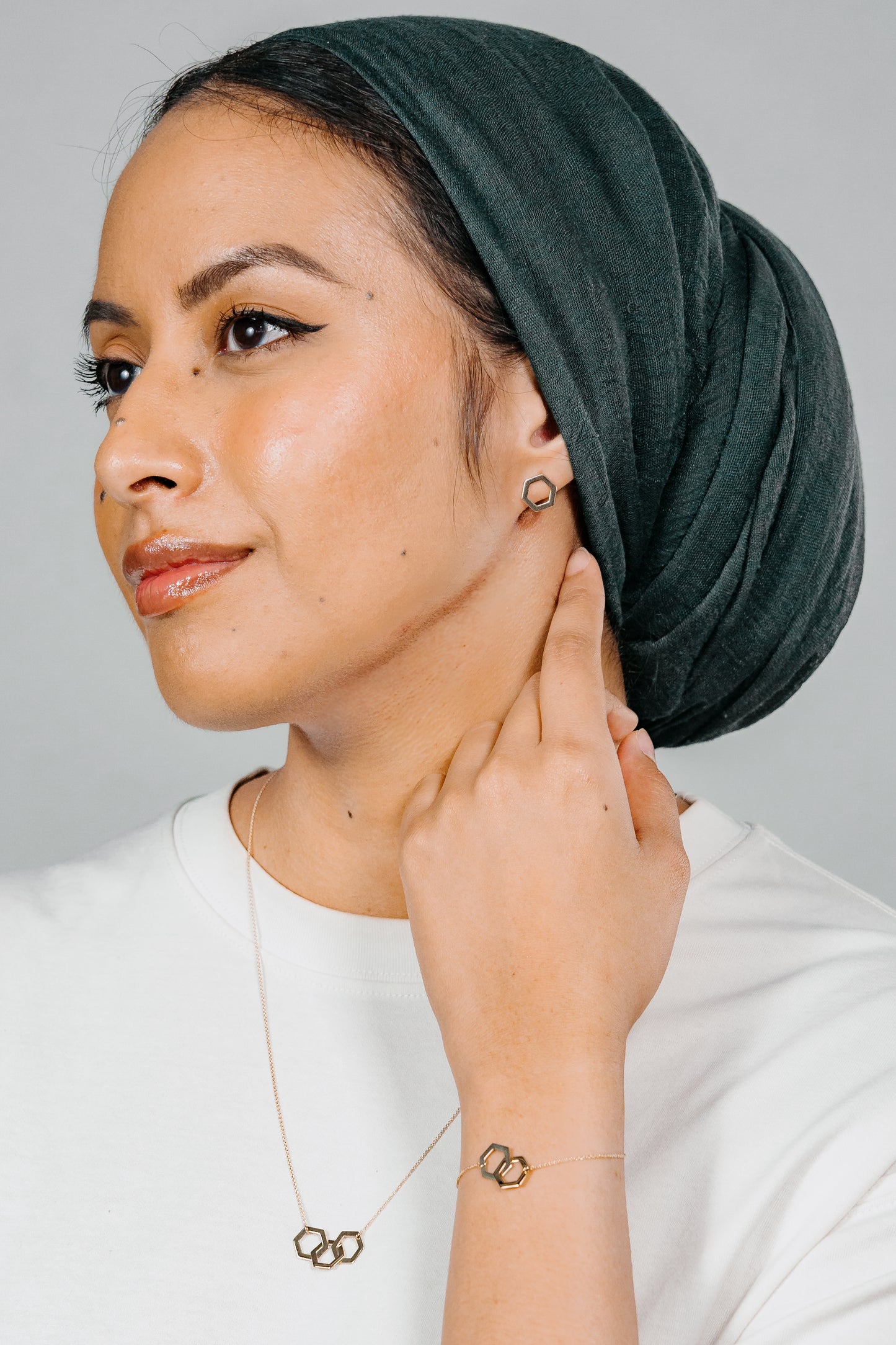 Hexagon Single Stud Earrings (Sample Sale)